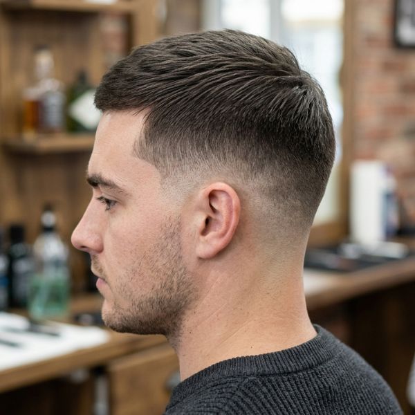 Straight Hair Low Fade Crew Cut