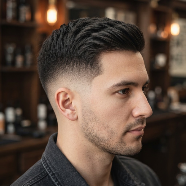 Straight Hair Mid Fade Crew Cut