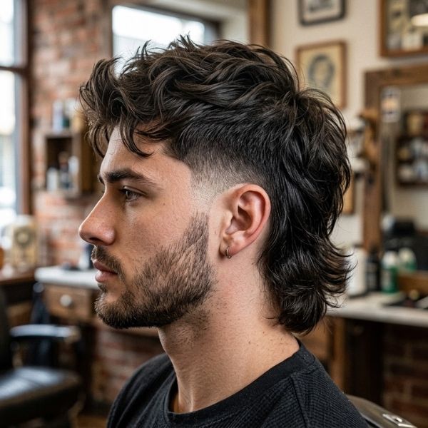 Temple Fade Mullet