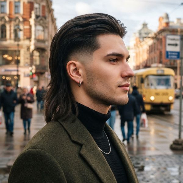 Low Taper Straight Hair Mullet