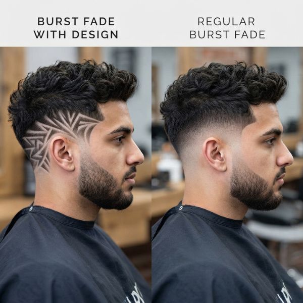 Burst Fade With Design vs Regular Burst Fade