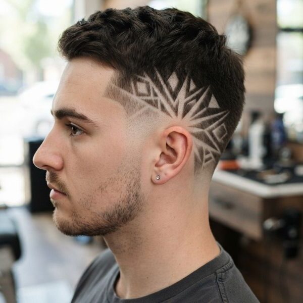 Burst Fade Geometric Design and Negative Space