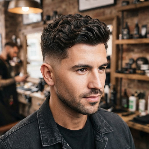 Wavy Mid Fade Crew Cut