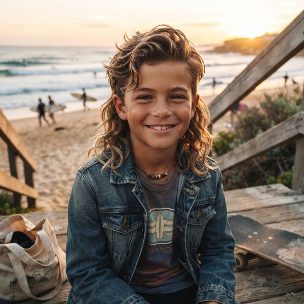 Wavy Surfer Mullet for Boys